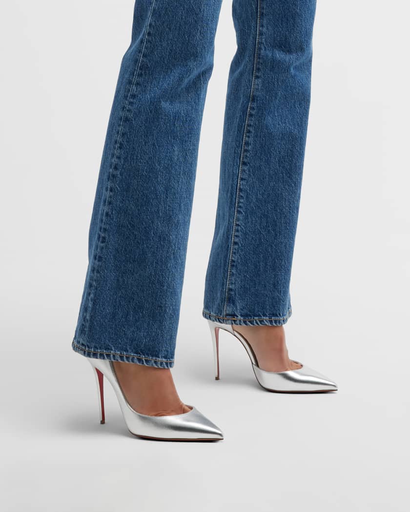 Christian Louboutin Iriza Metallic Half d Orsay Red Sole Pumps