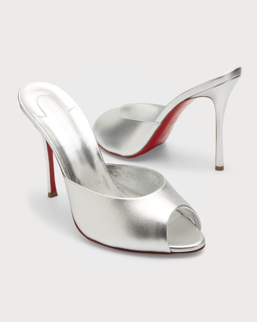 Christian Louboutin Me Dolly Strass Red Sole Slide Sandals in White