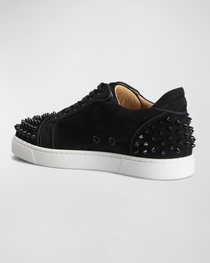 Vieira 2 - Low-top sneakers - Glittered calf leather and spikes - Silver - Christian  Louboutin