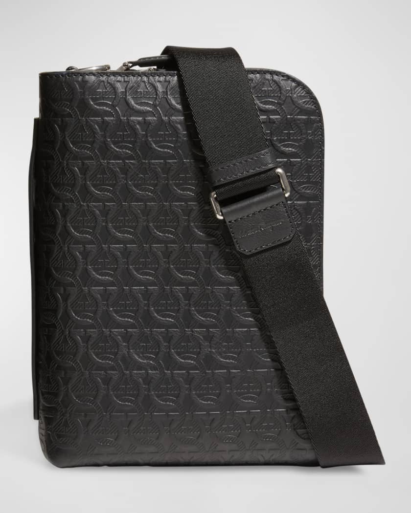 Ferragamo Men s Travel Gancini Embossed Leather Shoulder Bag