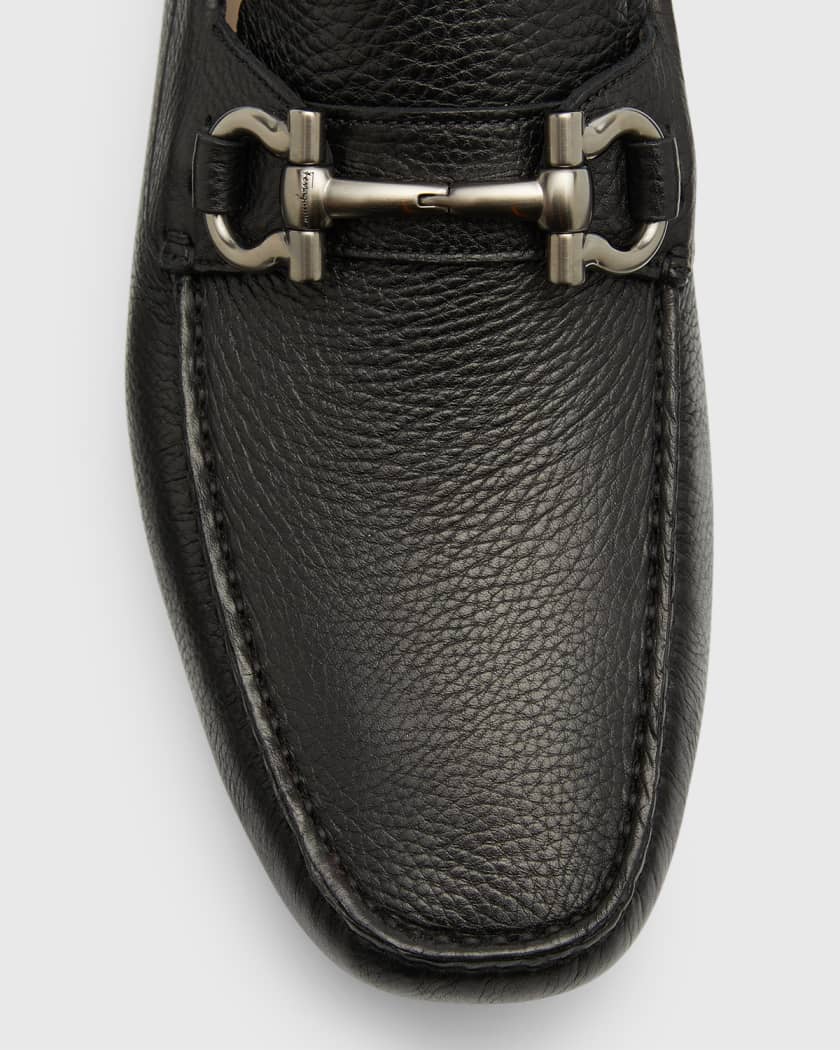 Ferragamo Gancini Buckle Leather Loafers - Black