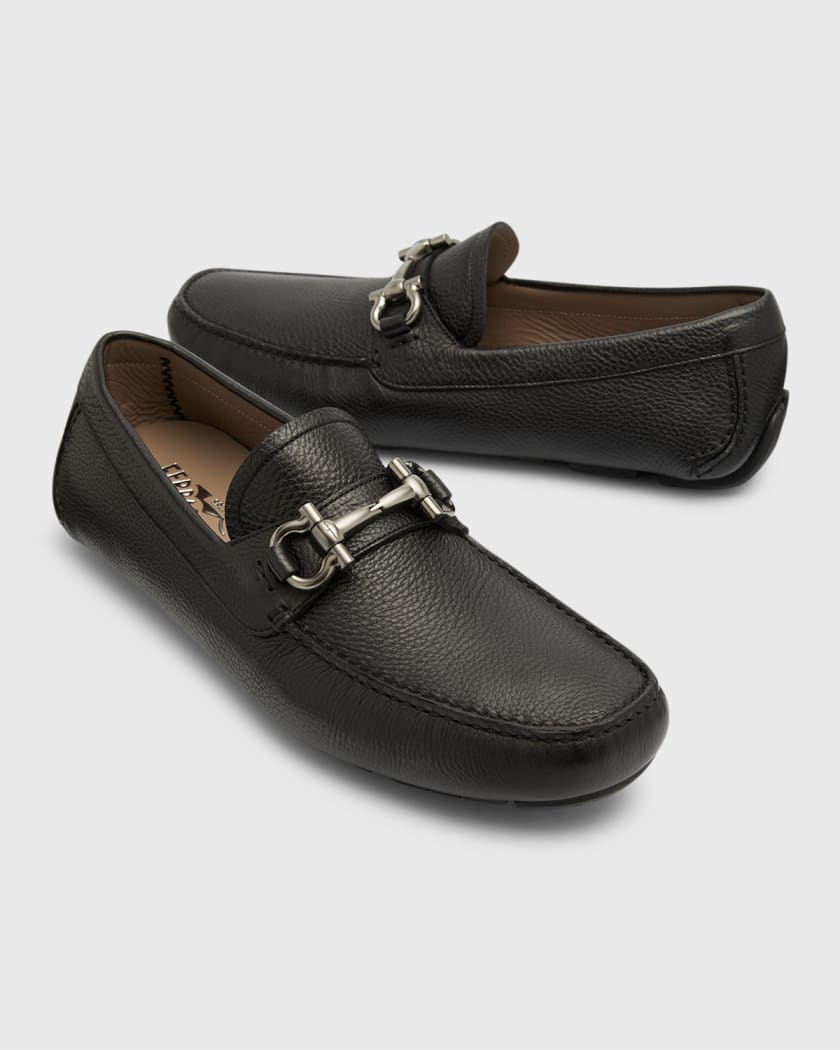 Ferragamo Men's Parigi Gancini Leather Drivers | Neiman Marcus