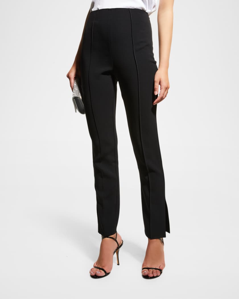 Washable Stretch Crepe Slim Ankle Pant with Zipper Slits