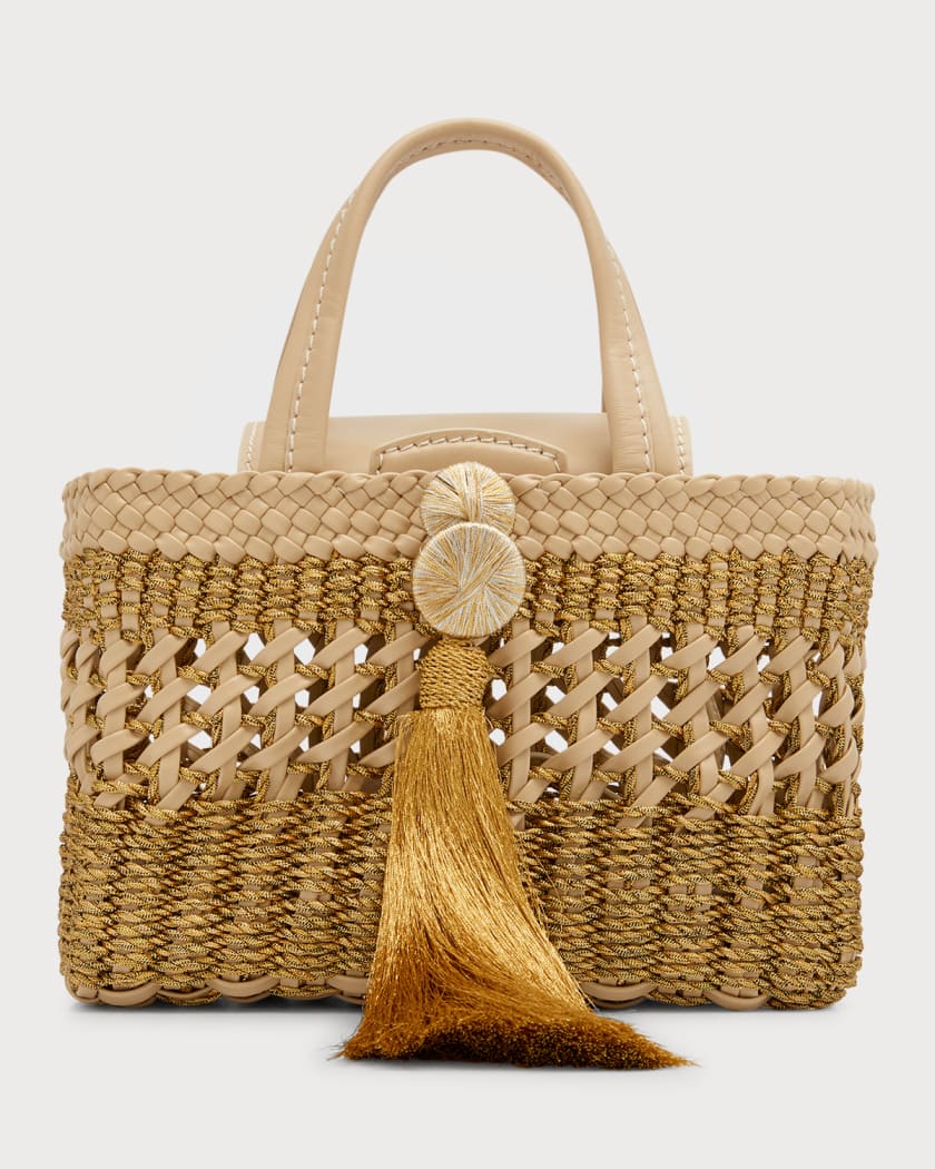 ZARA STRIPED TOTE BAG GREEN beige bucket basket bag shoulder New with tags
