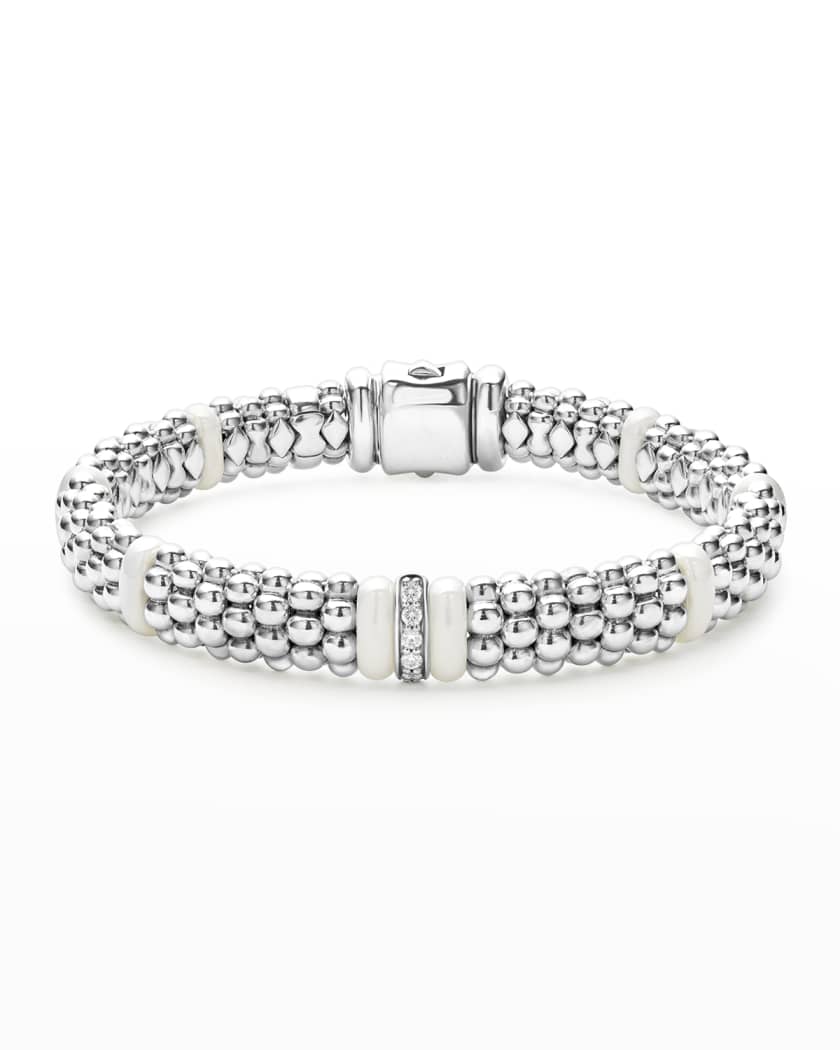 LAGOS Sterling Silver and Gold White Caviar White Ceramic Diamond