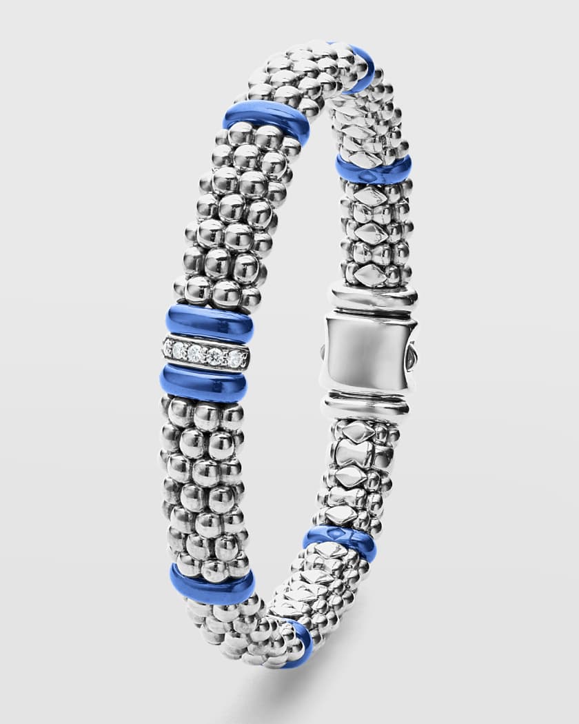 LAGOS Blue Caviar Ultramarine Ceramic 1-Diamond Link Smooth 9mm Rope  Bracelet | Neiman Marcus