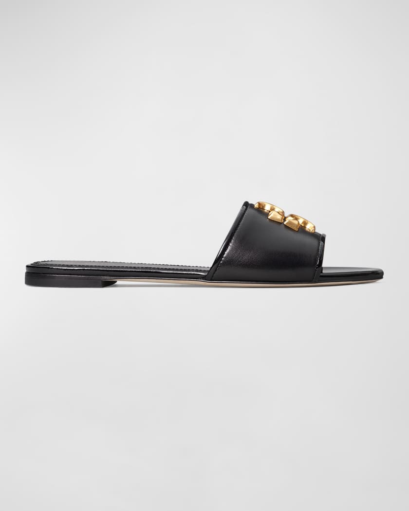 Tory Burch Eleanor Calfskin Medallion Flat Sandals Neiman Marcus