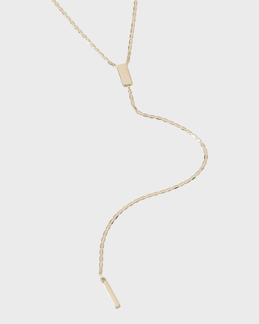 Petite Malibu Gold Tag Lariat Necklace