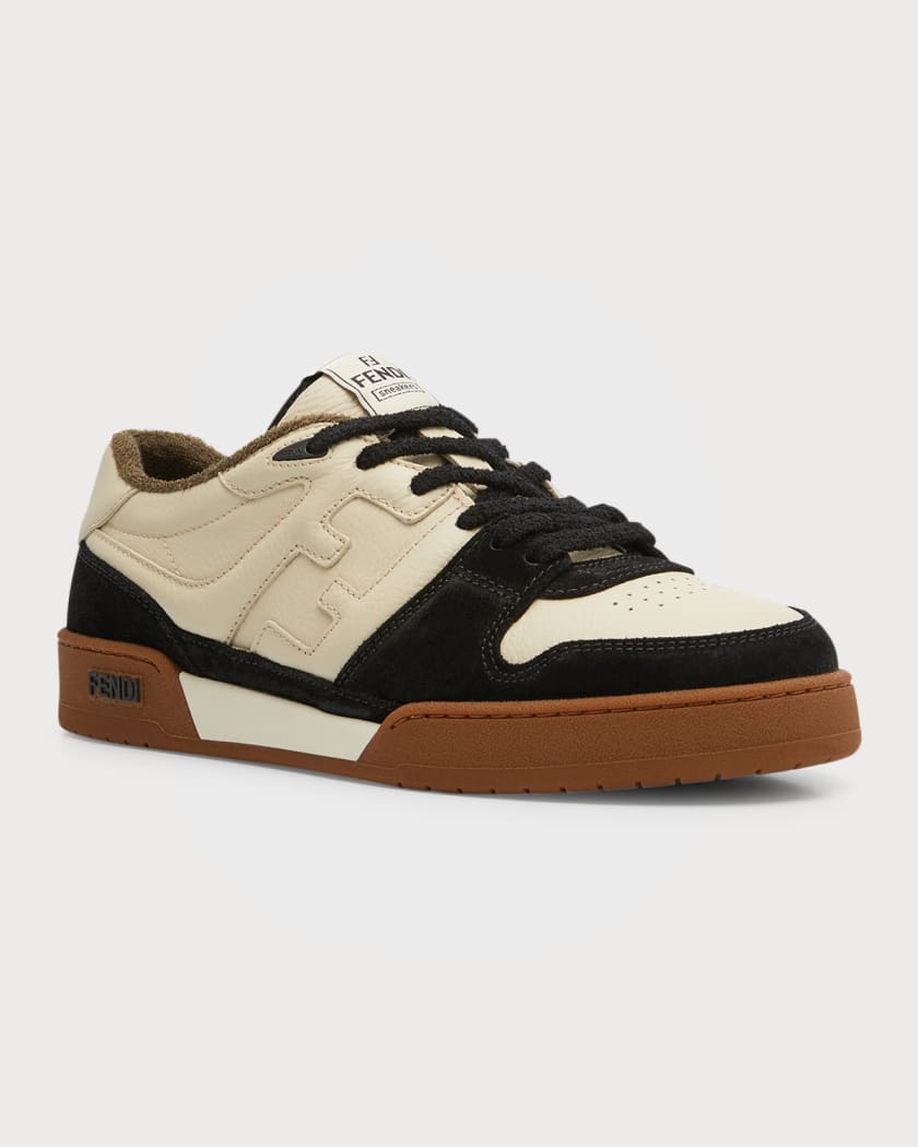 Men s Leather FF Logo Low Top Sneakers