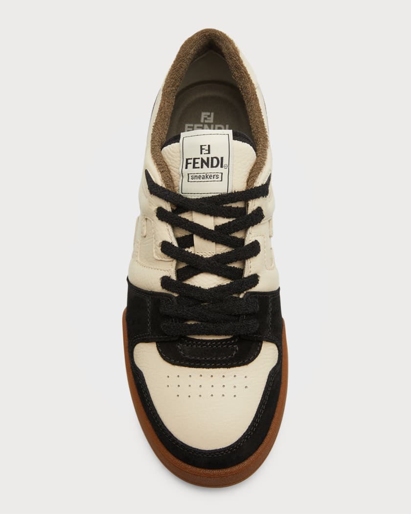 Fendi Men's Match FF-Logo Leather Low-Top Sneakers