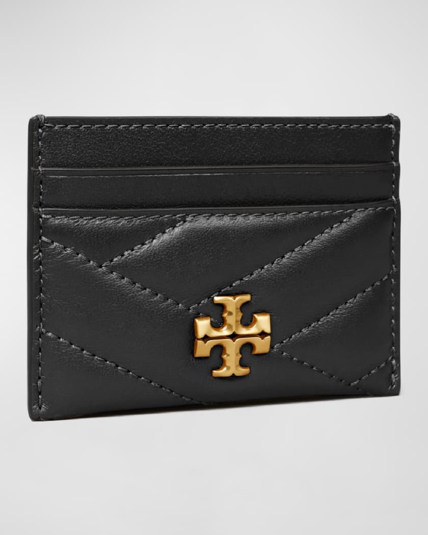 Tory Burch Kira Chevron Leather Card Case Black