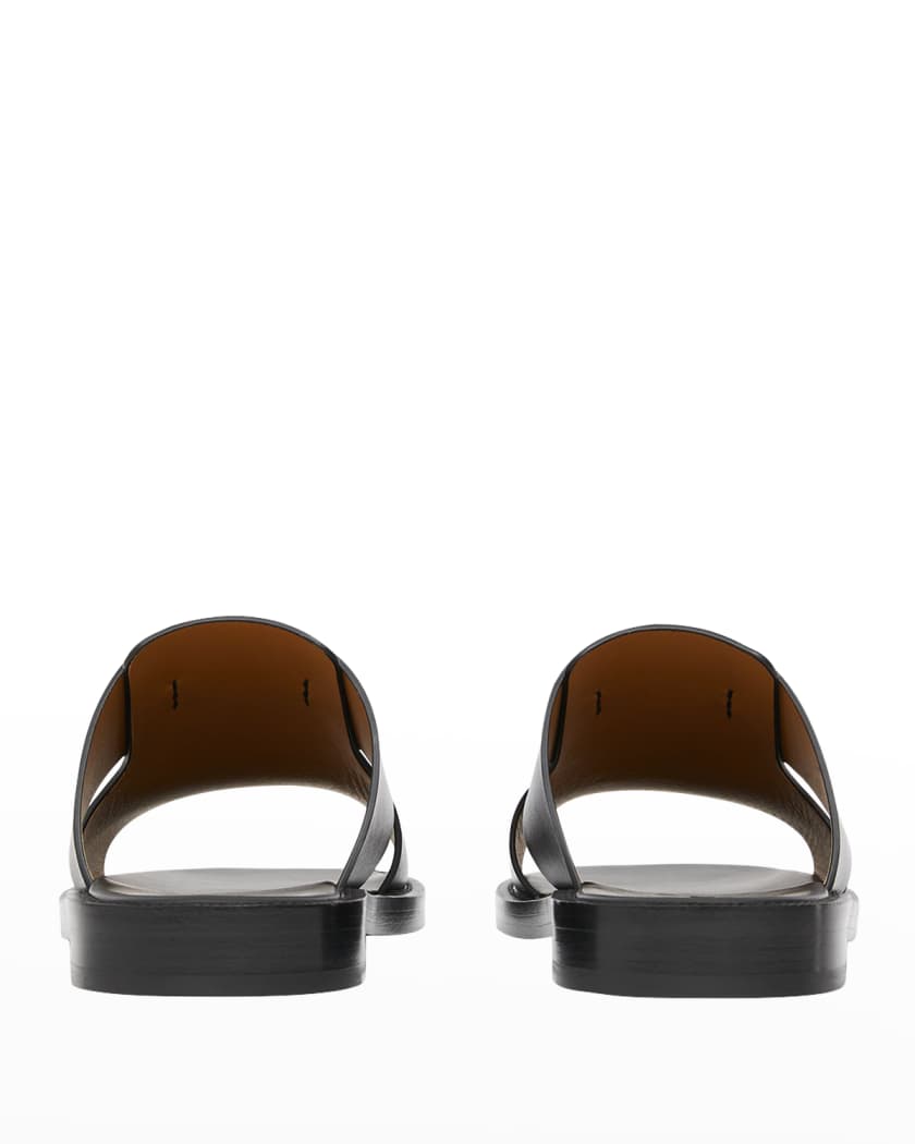 Burberry Men's Leather TB-Logo Slide-On Sandals | Neiman Marcus
