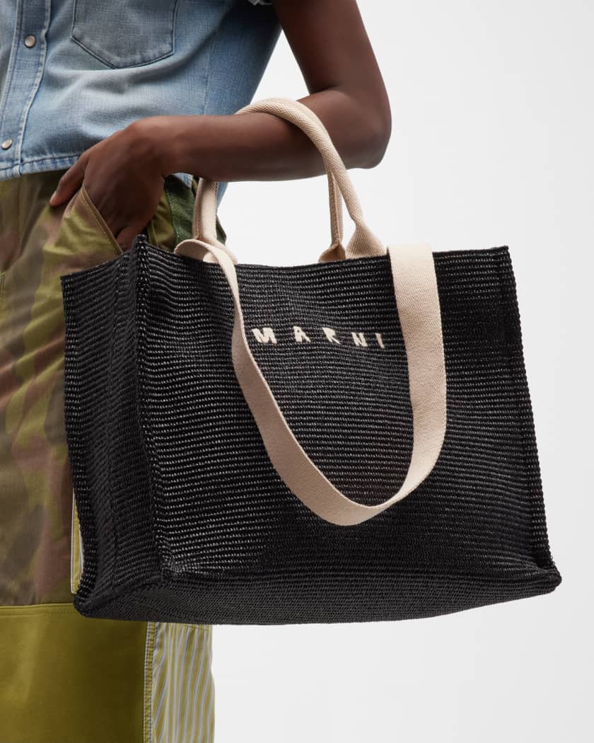 Marni Large Box Fabric Tote Bag | Neiman Marcus