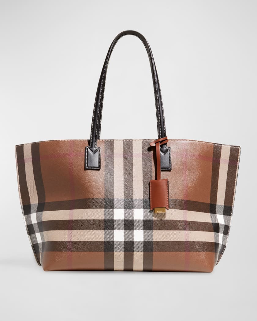 Checked Canvas Tote Bag in Brown - Burberry