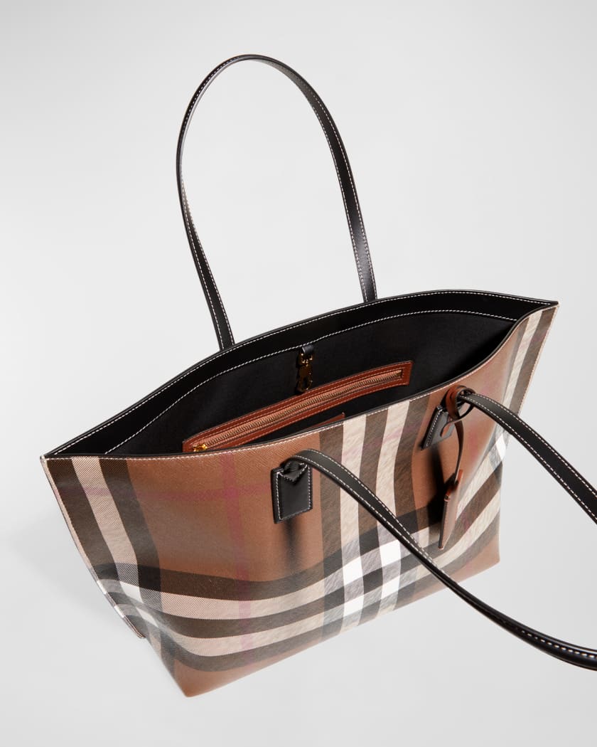 Burberry check canvas and leather tote bag shop