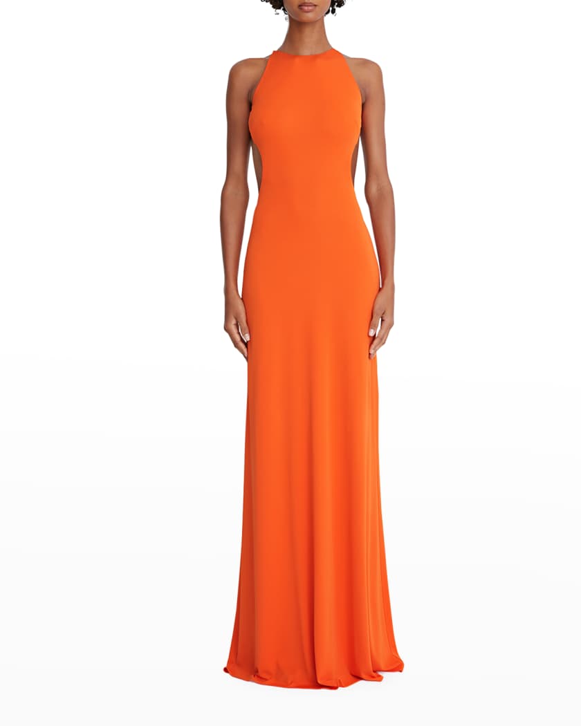Halston Briar Open-Back Jersey Gown ...
