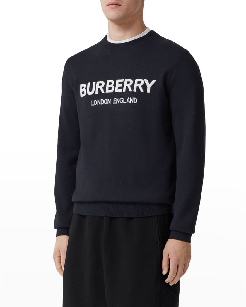 Burberry Men's Fennell Logo Intarsia Sweater | Neiman Marcus
