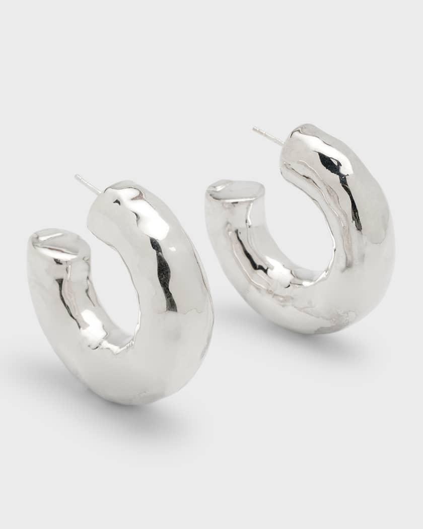 Thick Silver Hoop Earrings - Gray