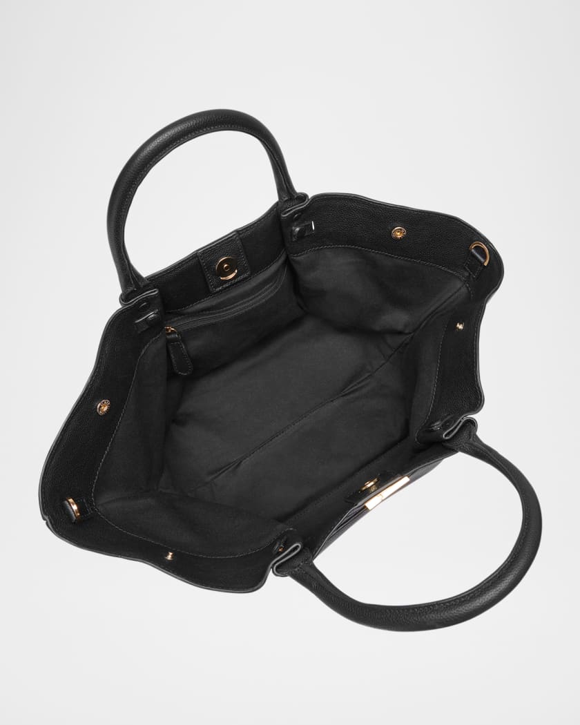 Midi New York Buckle Leather Tote Bag