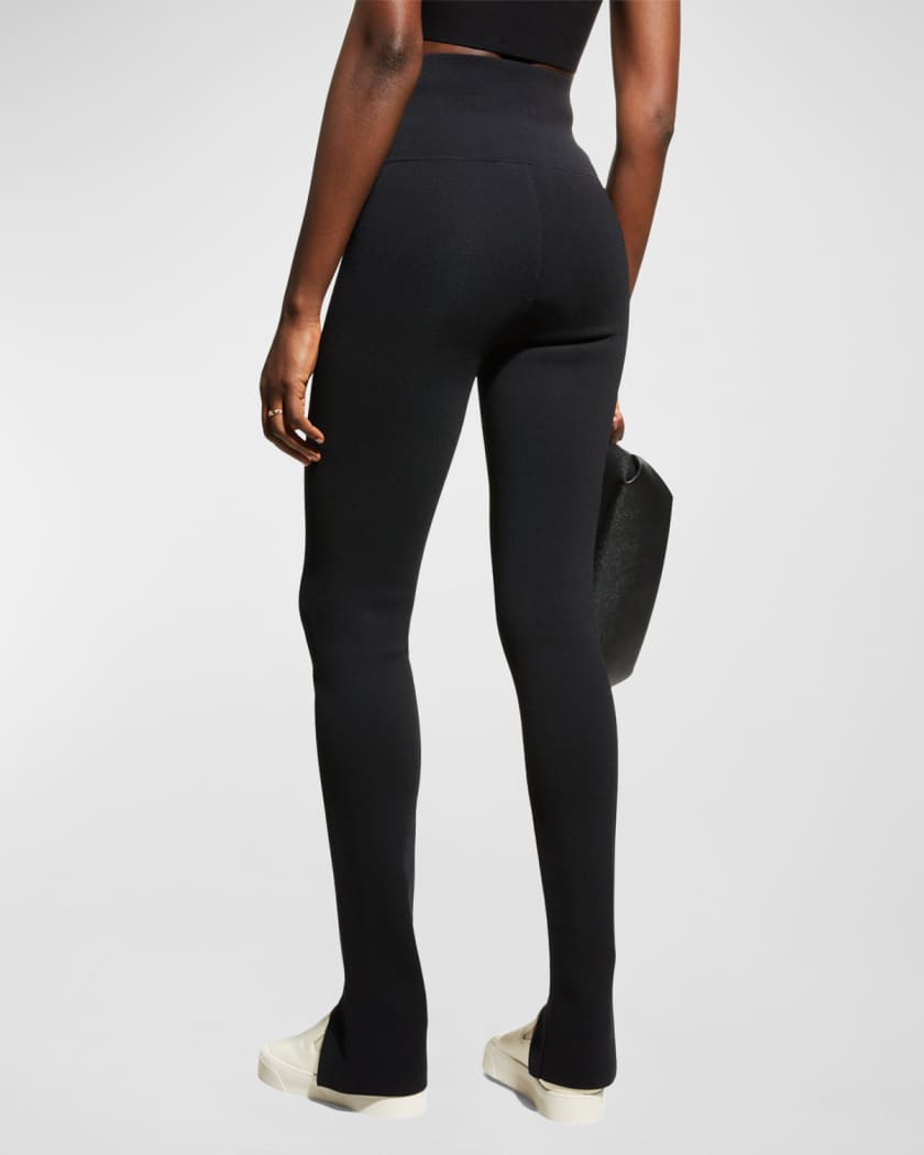 $490 VB Body Victoria Beckham Women's Black Slit-Hem Leggings Pants Size 2