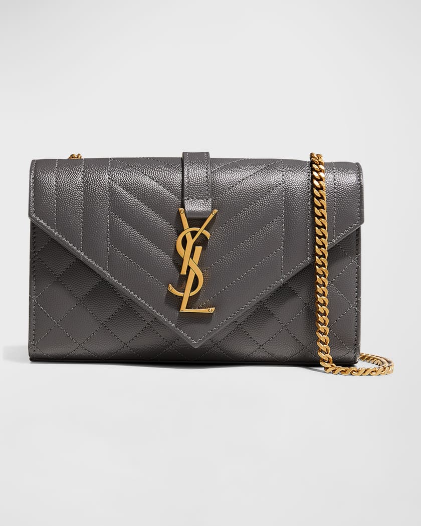 Saint Laurent Small YSL Envelope Leather Crossbody Bag