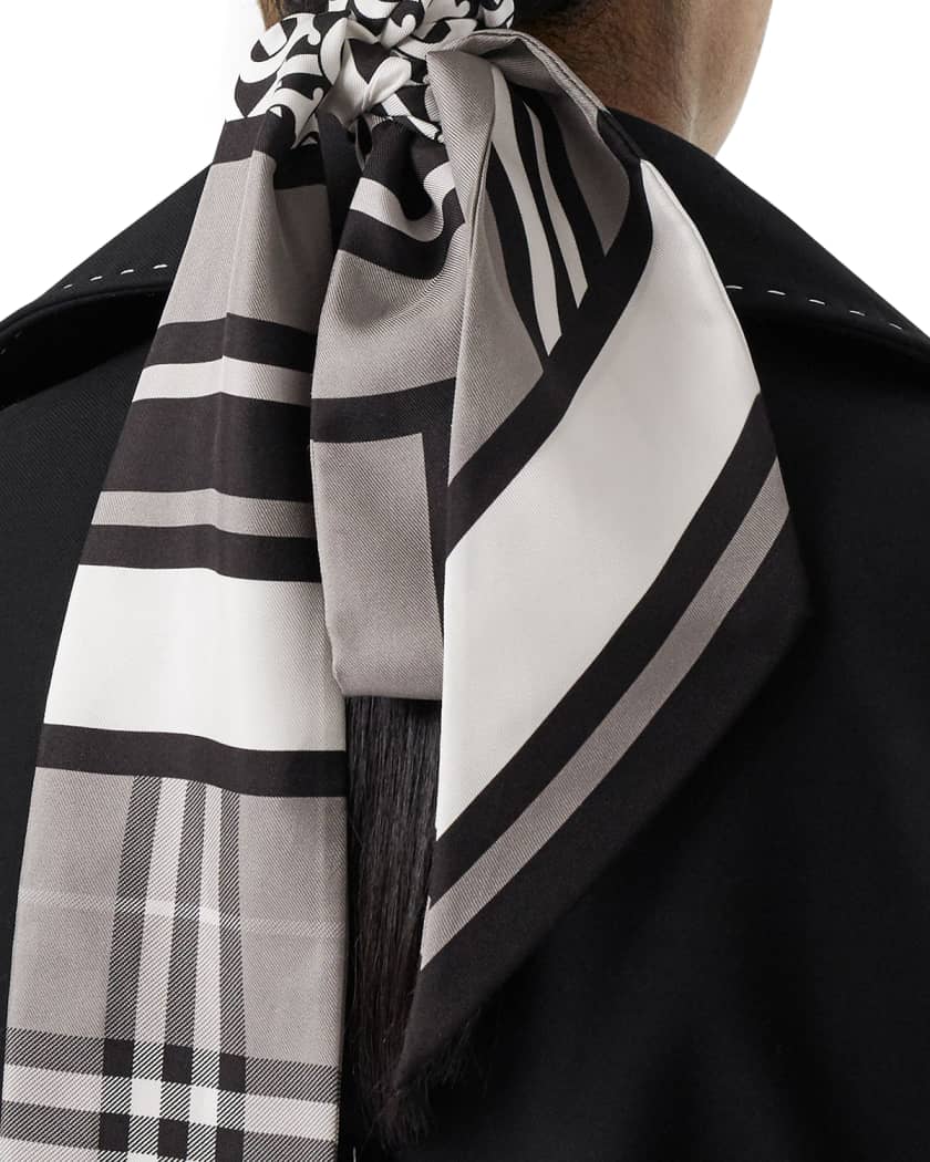 Burberry Triple Check Monogram Silk Scarf