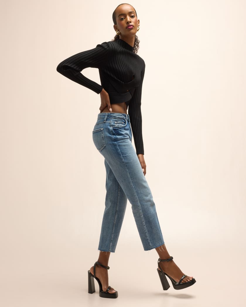 Cropped straight jeans