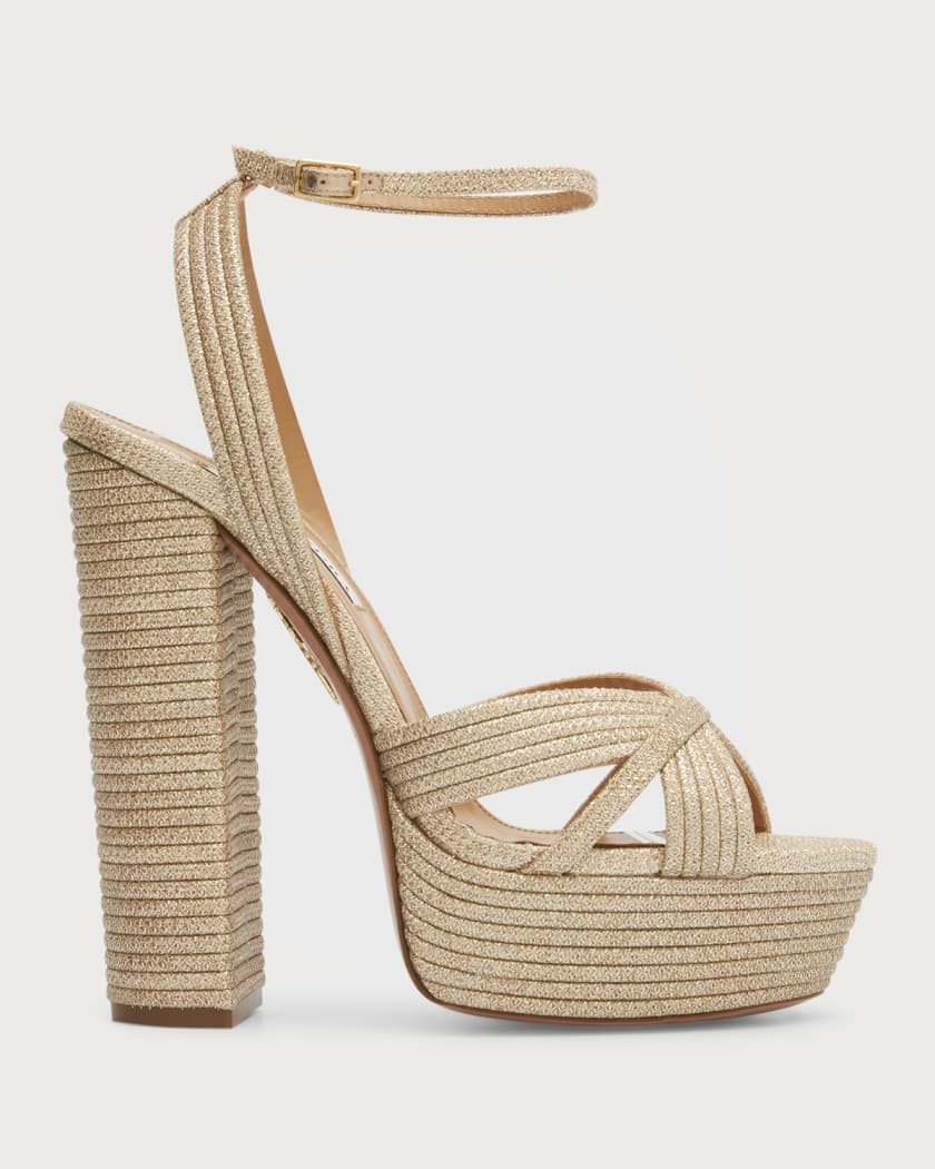 Aquazzura Sundance Plateau Metallic Platform Sandals Neiman Marcus