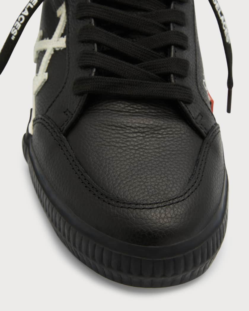 Off-White Virgil Abloh Low Vulcanized Black Leather Sneakers Size