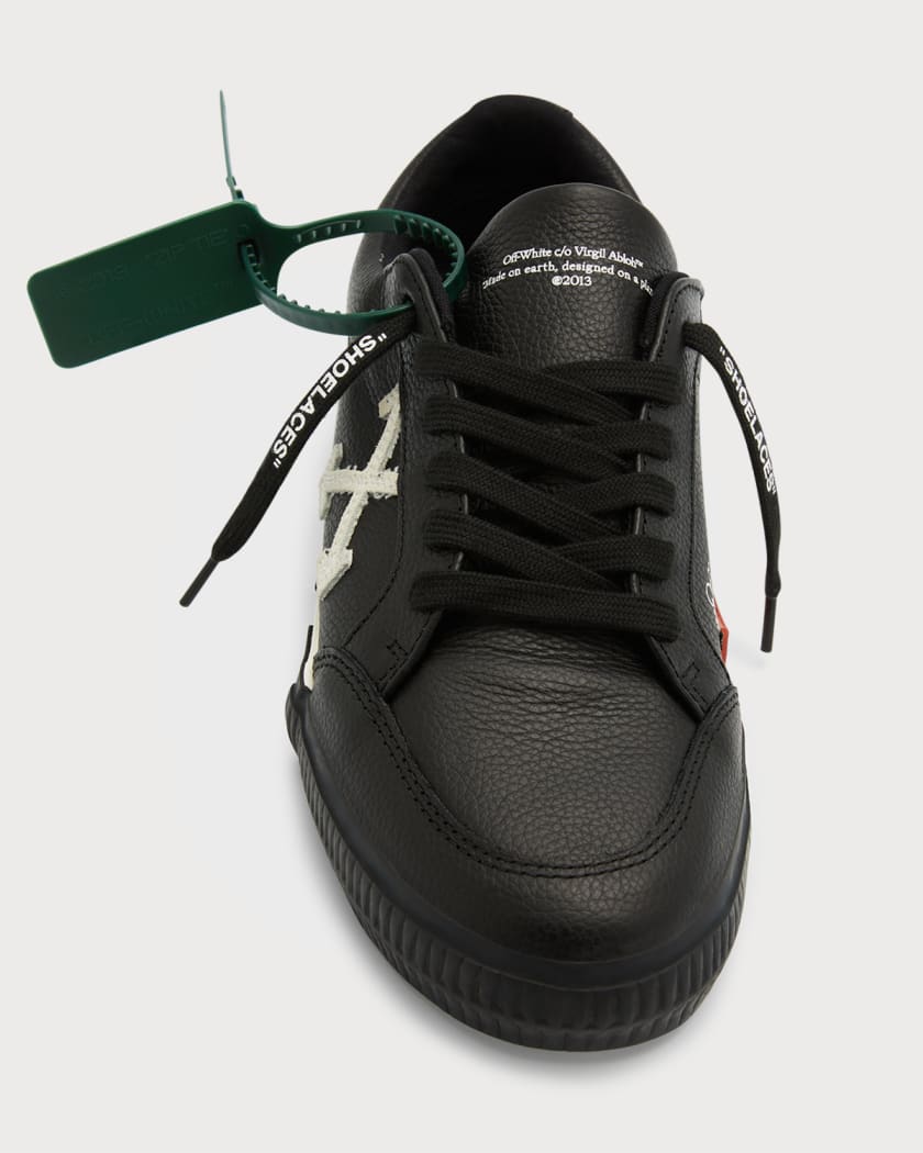 Off-White Virgil Abloh Low Vulcanized Black White Canvas Sneakers