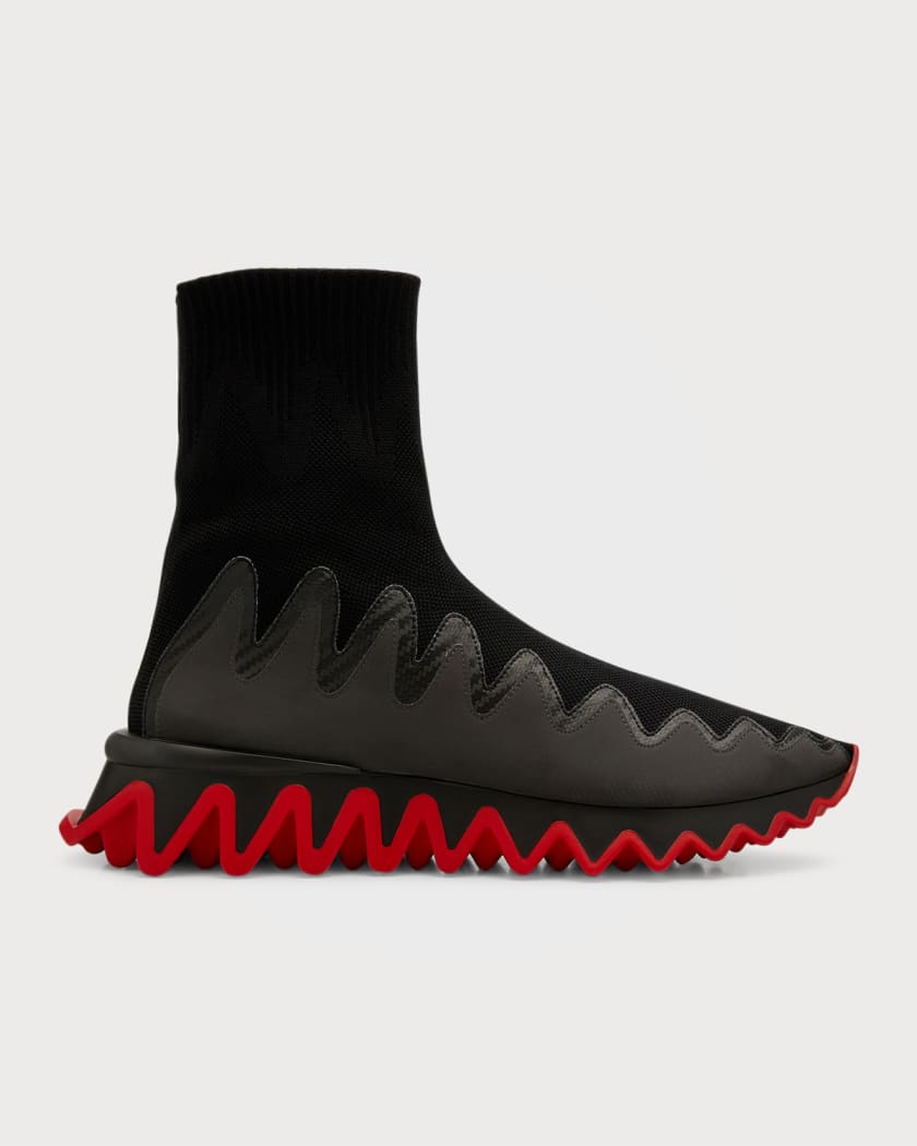 Celsius Lily Piping Christian Louboutin Men's Sharky Sock Pull-On Sneakers | Neiman Marcus