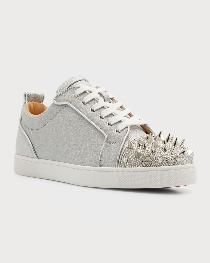 CHRISTIAN LOUBOUTIN: Louis Junior Spikes sneakers in leather with CL  monogram - Black