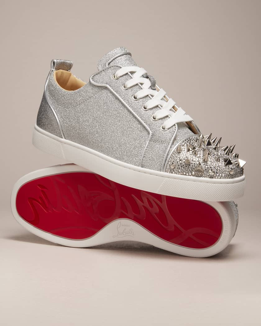 Christian Louboutin Men's Louis Junior Spiked Glitter Sneakers Neiman Marcus