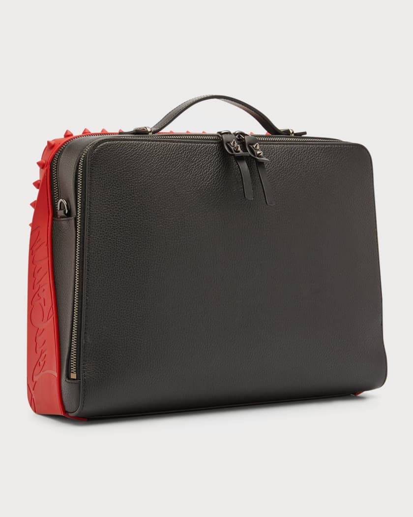 Christian Louboutin Loubiclic Mini Spiked Full-grain Leather Messenger Bag  in Black for Men