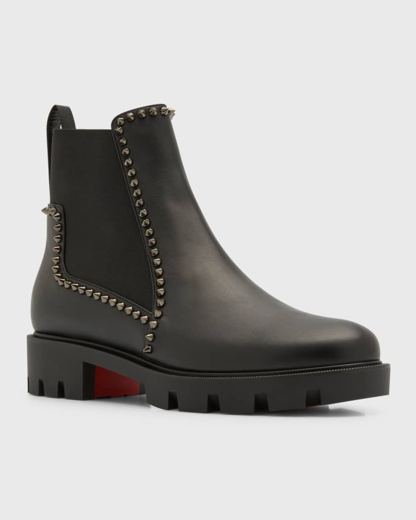 Out Line Studded Ankle Boots in Black - Christian Louboutin