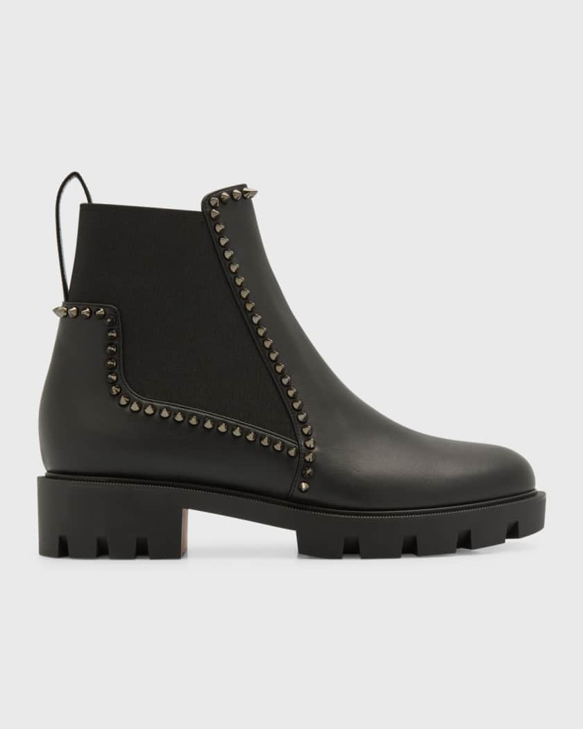 Out Line Studded Ankle Boots in Black - Christian Louboutin