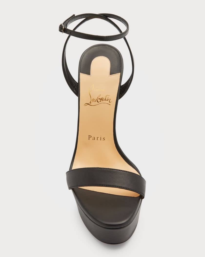 Loubi Queen Leather Platform Sandals in Beige - Christian Louboutin