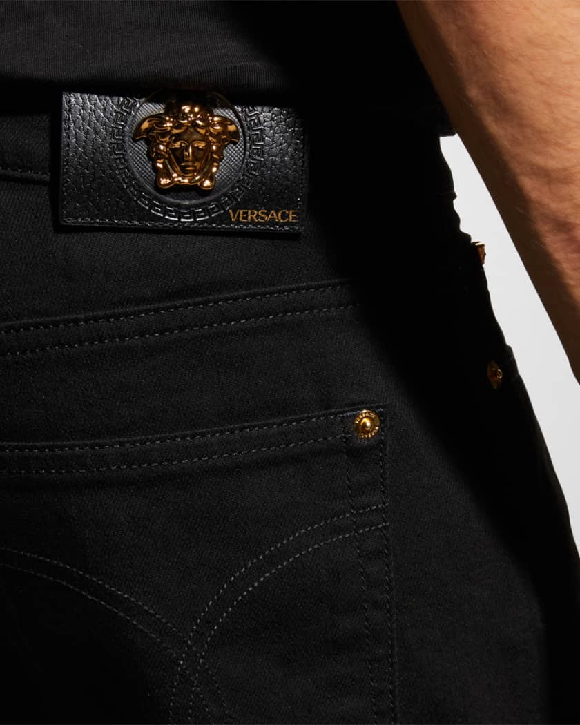 Versace Medusa Embroidered Slim-fit Jeans in Black for Men