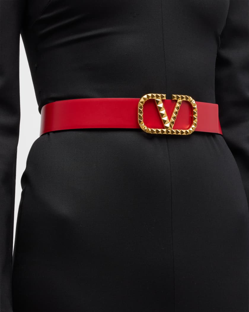 Valentino Black Textured Leather VLOGO Belt Size 80 CM Valentino