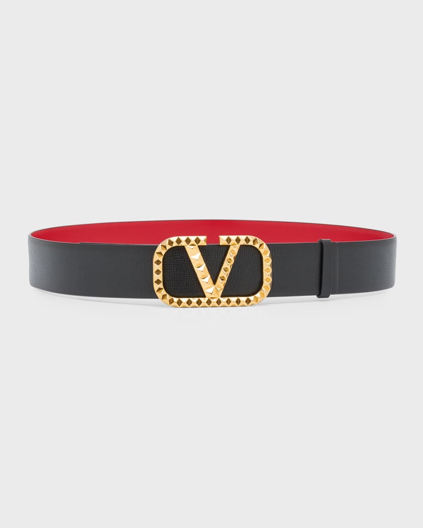 Valentino Garavani Roman Stud Reversible Belt - Black