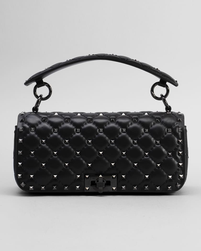 Valentino Rockstud Quilted Small Shoulder Bag, Black