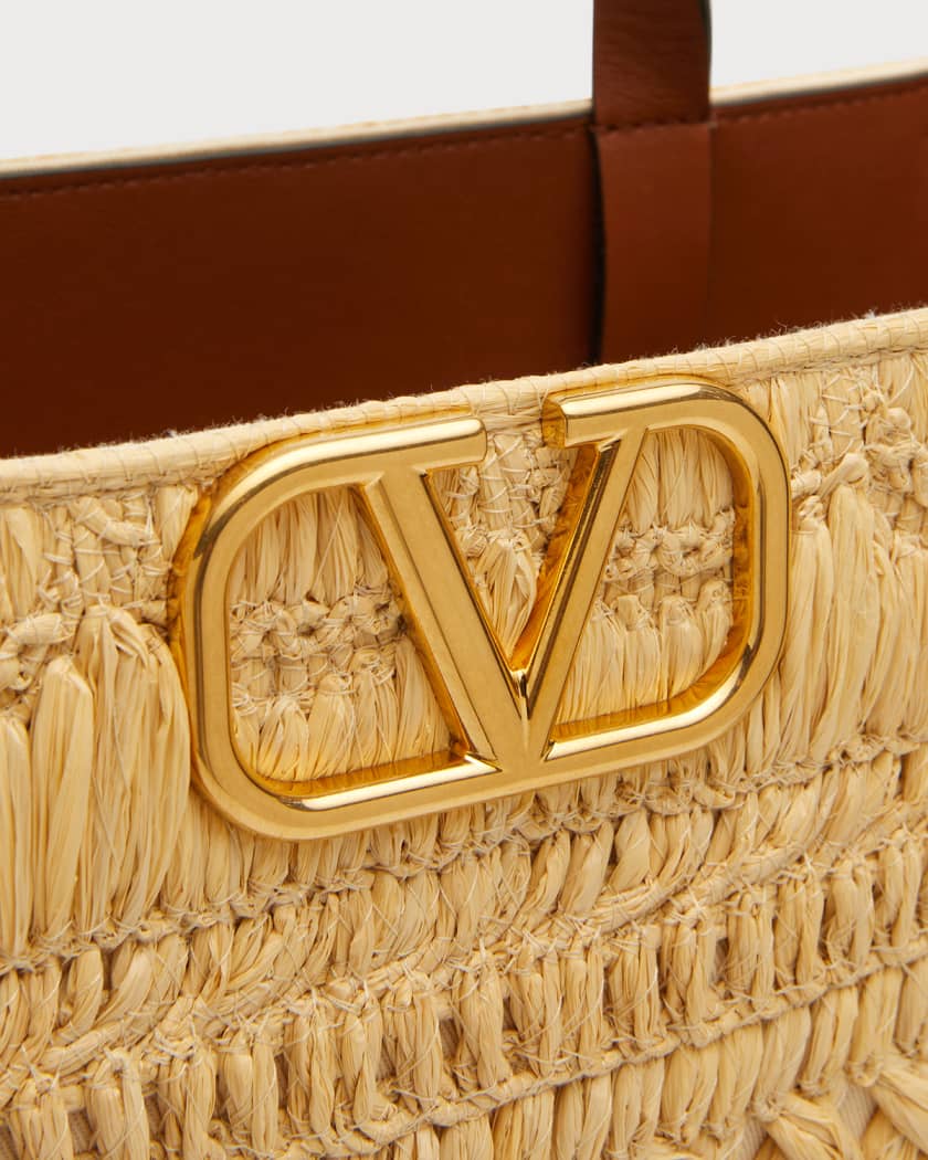 Vlogo signature crochet raffia tote bag - Valentino Garavani