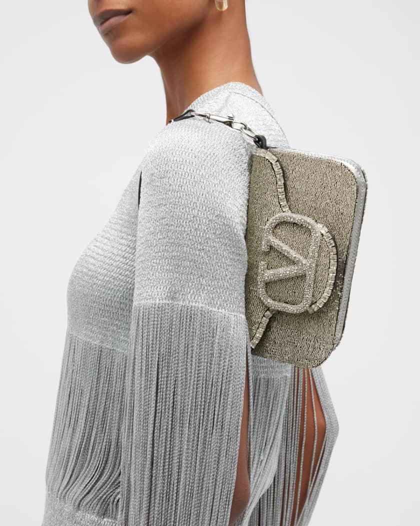 Shop Valentino Garavani Crystal-Embellished Studded Shoulder Bag