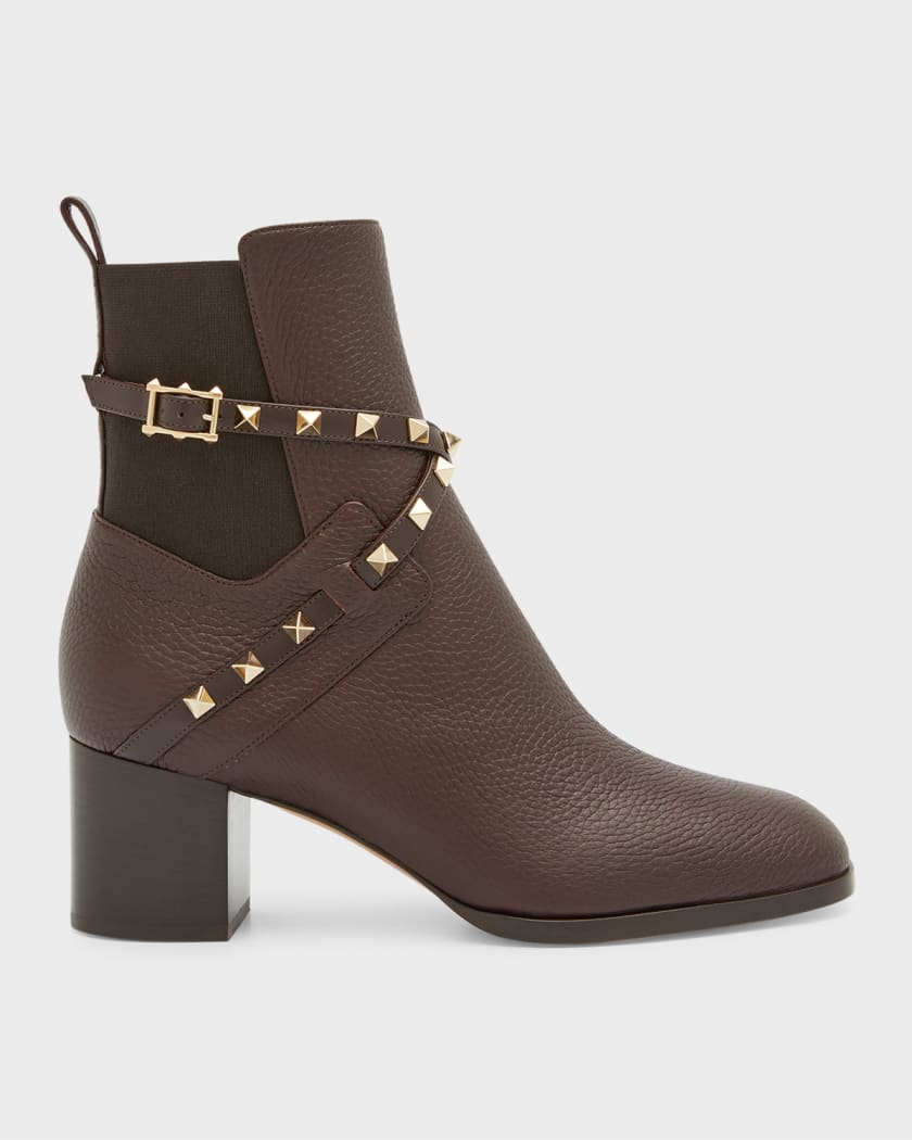 Valentino Rockstud Buckle-Strap Ankle Boots | Marcus