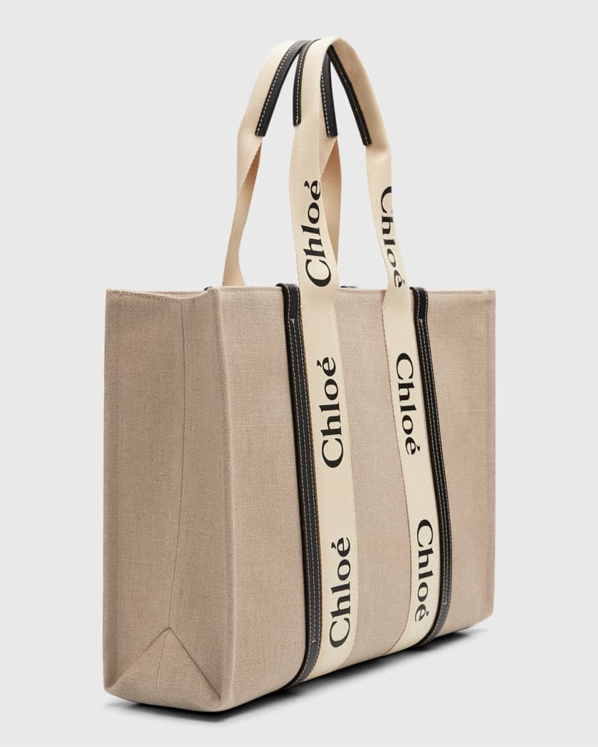Chloé Shopper 'Woody Large Tote Bag' in White/Blue