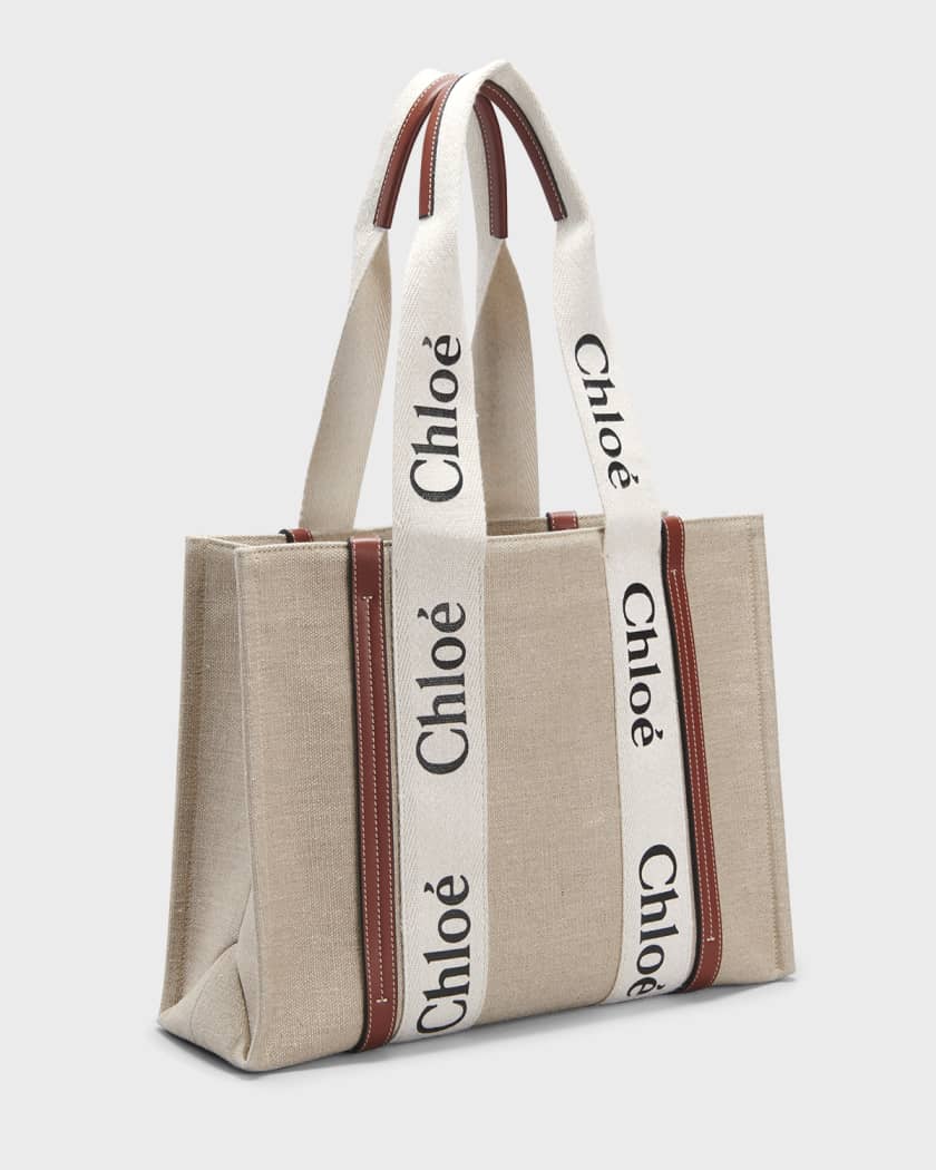 Chloé - Women's Woody Medium Tote Bag - Black - Linen