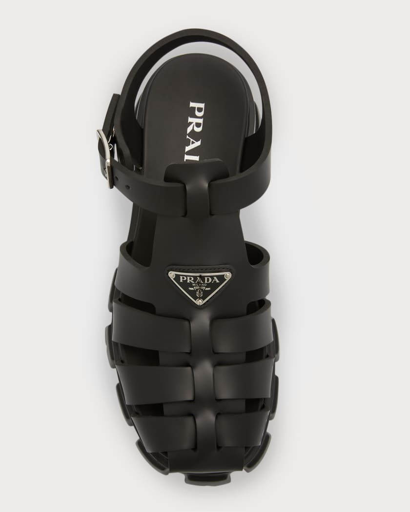 Logo fisherman sandals in black - Prada