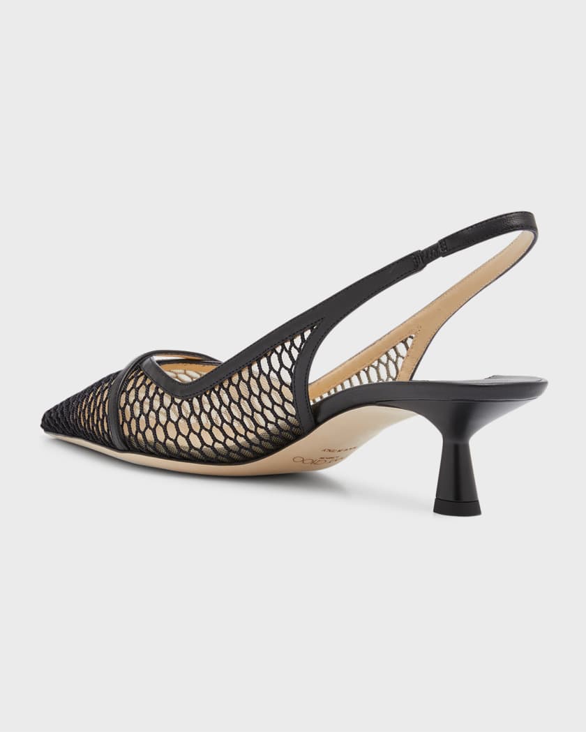 Amita Net Slingback Ballerina Pumps