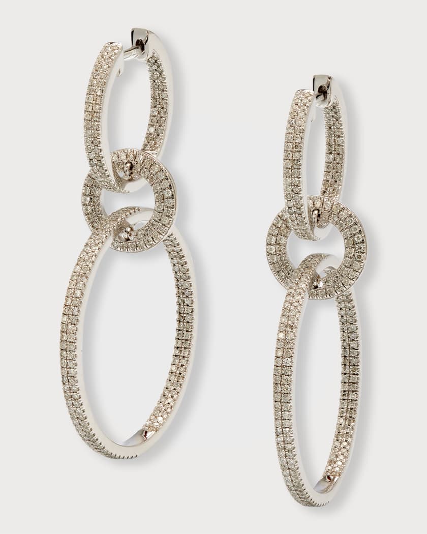 Siena Jewelry 14K White Gold 3-Circle Diamond Earrings