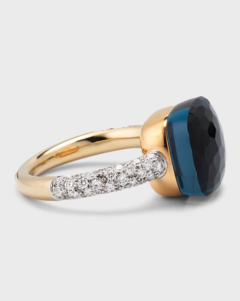 Nudo London Blue Topaz and Diamond Ring, EU 55 / US 7.25